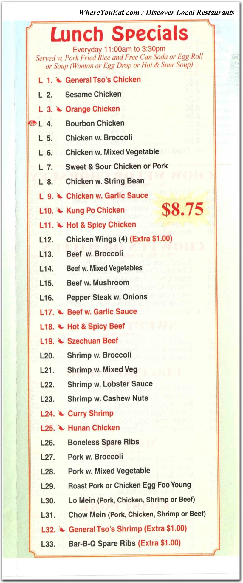 menu